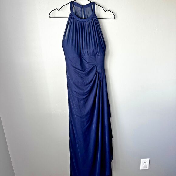 David's Bridal Navy Halter Bridesmaid Dress Sleeveless Womens Size 4 - Picture 6 of 7